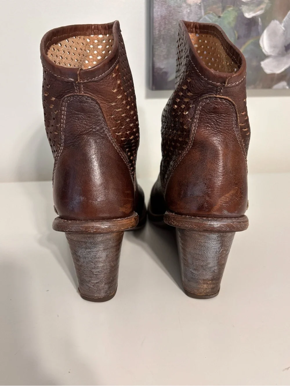 Bed Stu Cobbler Series Ankle Booties Womens Size 8 Brown Leather Wedge Western